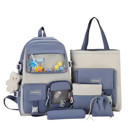 Set de Mochila Escolar Fashion de 5 Piezas - ¡Comodidad y Estilo para Todo el Año! 📚🎒✨