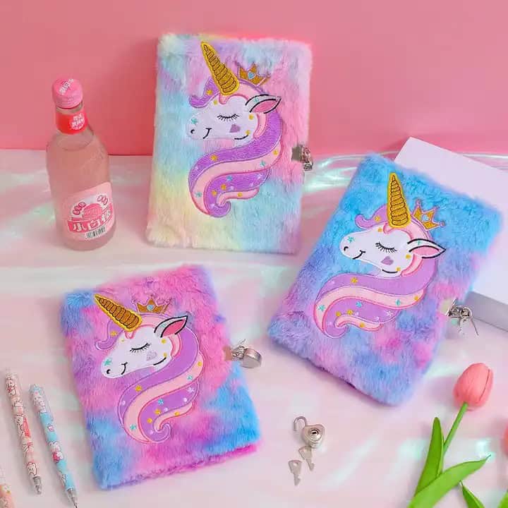 Diario Intimo Infantil de Peluche Unicornio con Candado y Llave 🔒🦄 – ¡Secretos Seguros y Estilo Suave!