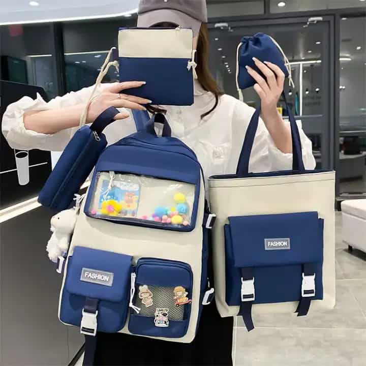 Set de Mochila Escolar Fashion de 5 Piezas - ¡Comodidad y Estilo para Todo el Año! 📚🎒✨