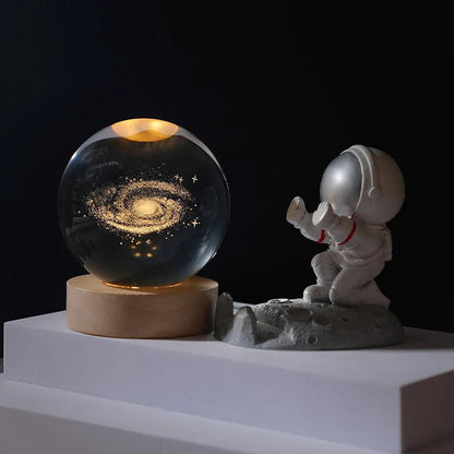 Lámpara de cristal con base de madera 💡 Diseños 3D iluminados