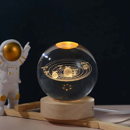 Lámpara de cristal con base de madera 💡 Diseños 3D iluminados