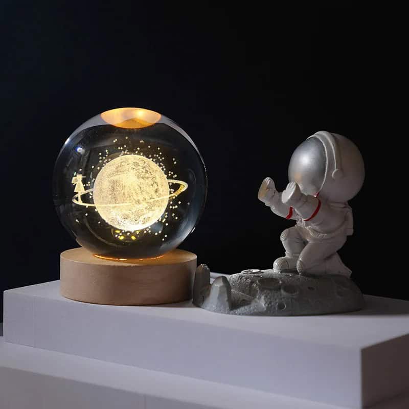 Lámpara de cristal con base de madera 💡 Diseños 3D iluminados