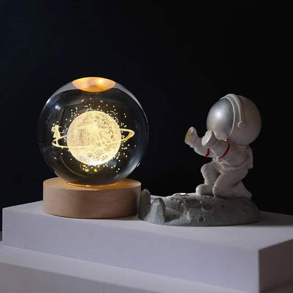 Lámpara de cristal con base de madera 💡 Diseños 3D iluminados