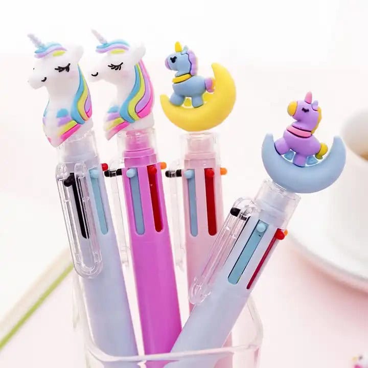 Lapicera Escolar Multicolor Unicornio 6 Colores 🌈🦄 – ¡Diversión y Colores en un Solo Click!