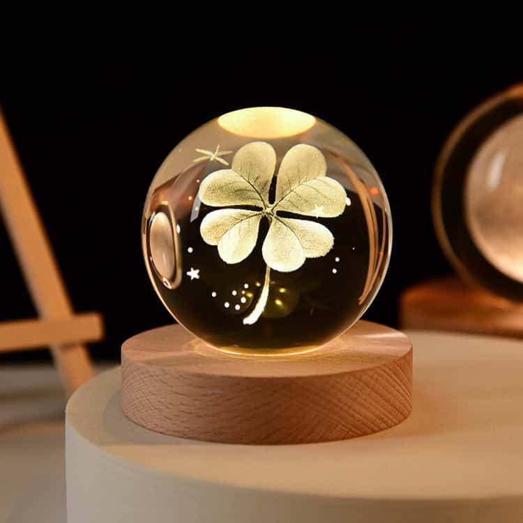 Lámpara de cristal con base de madera 💡 Diseños 3D iluminados