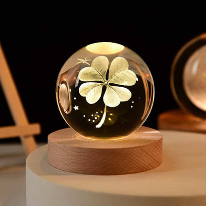 Lámpara de cristal con base de madera 💡 Diseños 3D iluminados