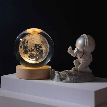 Lámpara de cristal con base de madera 💡 Diseños 3D iluminados