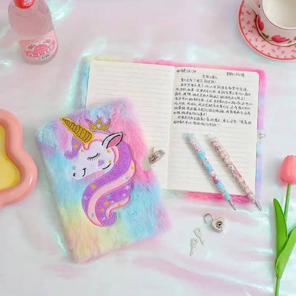 Diario Intimo Infantil de Peluche Unicornio con Candado y Llave 🔒🦄 – ¡Secretos Seguros y Estilo Suave!