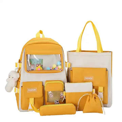 Set de Mochila Escolar Fashion de 5 Piezas - ¡Comodidad y Estilo para Todo el Año! 📚🎒✨