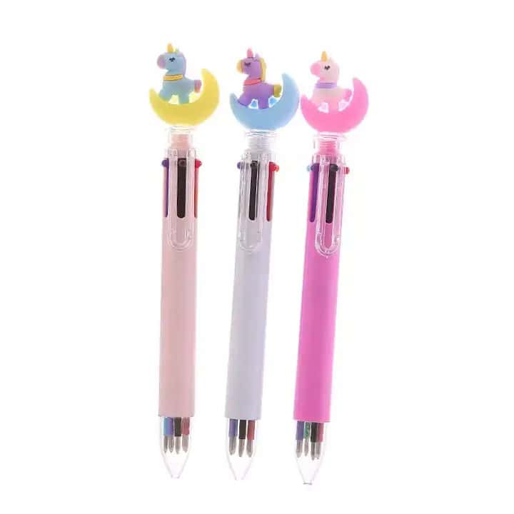 Lapicera Escolar Multicolor Unicornio 6 Colores 🌈🦄 – ¡Diversión y Colores en un Solo Click!