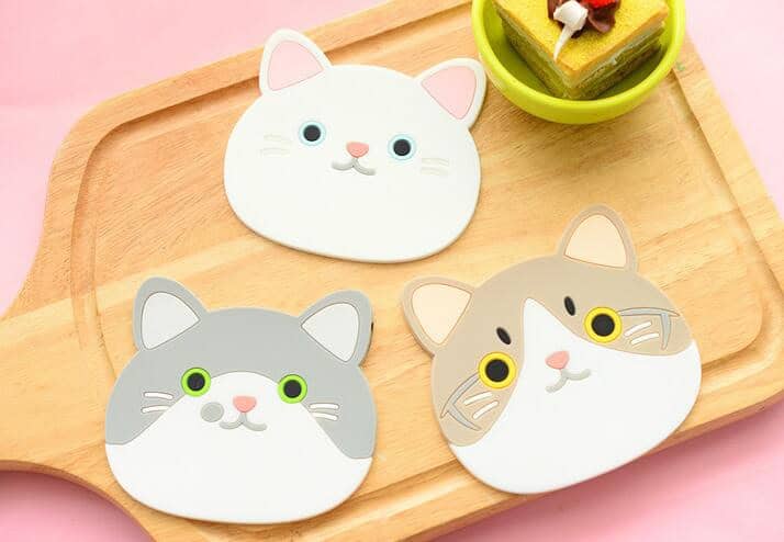 Posavasos de silicona pack de 4 diseño gatitos