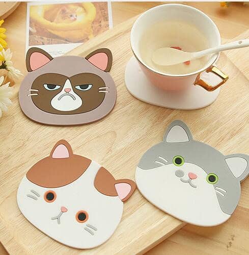 Posavasos de silicona pack de 4 diseño gatitos