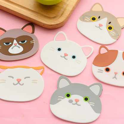 Posavasos de silicona pack de 4 diseño gatitos