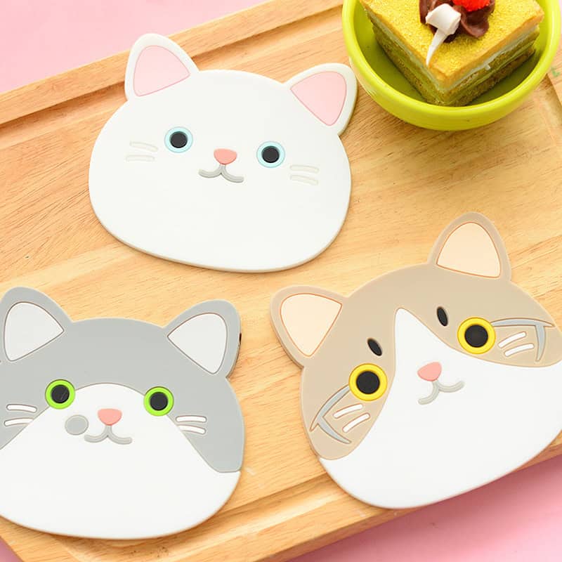 Posavasos de silicona pack de 4 diseño gatitos