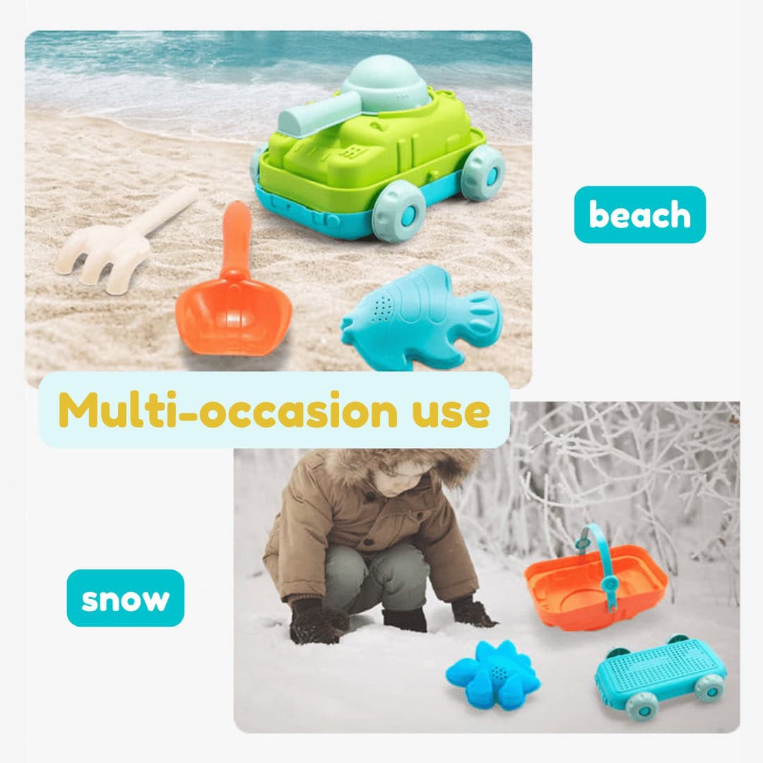Juego de playa para arena de 11 piezas tanque y dinosaurios
