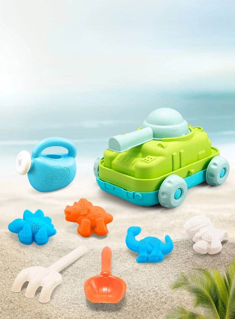 Juego de playa para arena de 11 piezas tanque y dinosaurios