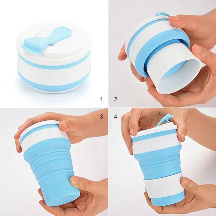 Vaso de silicona plegable para café bebidas calientes o frías