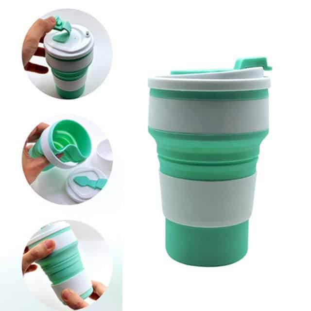 Vaso de silicona plegable para café bebidas calientes o frías