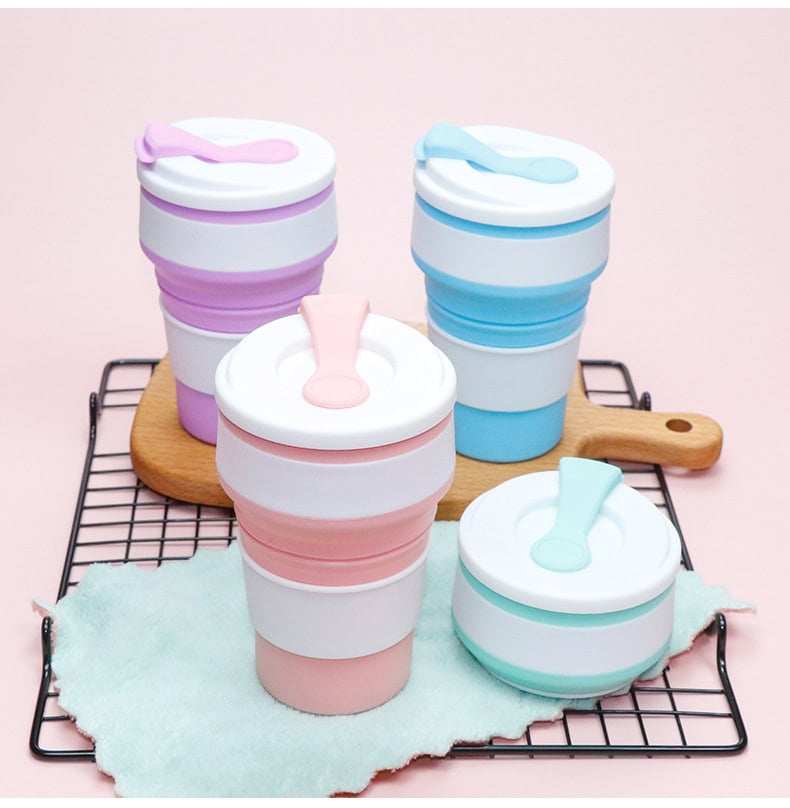 Vaso de silicona plegable para café bebidas calientes o frías