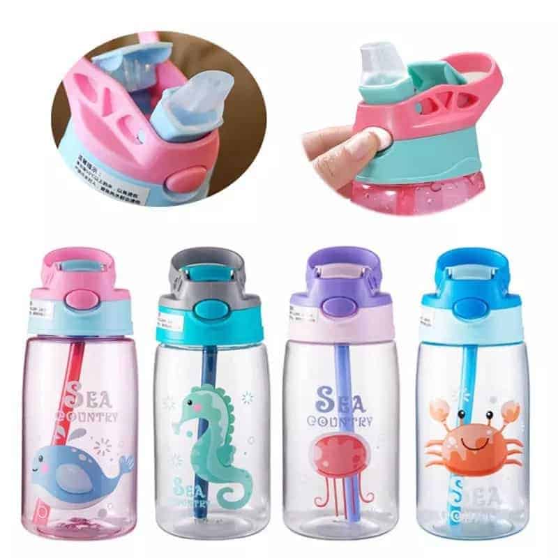 Botella infantil con sorbito animales del oceano 480 ml