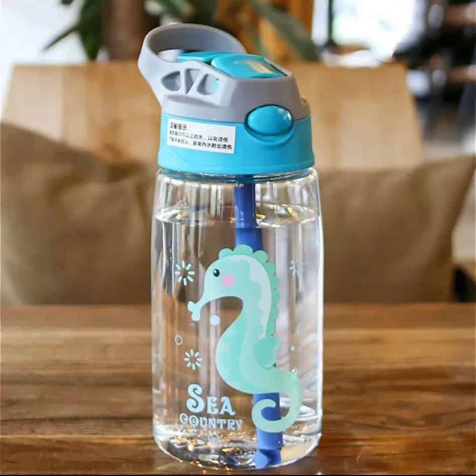 Botella infantil con sorbito animales del oceano 480 ml