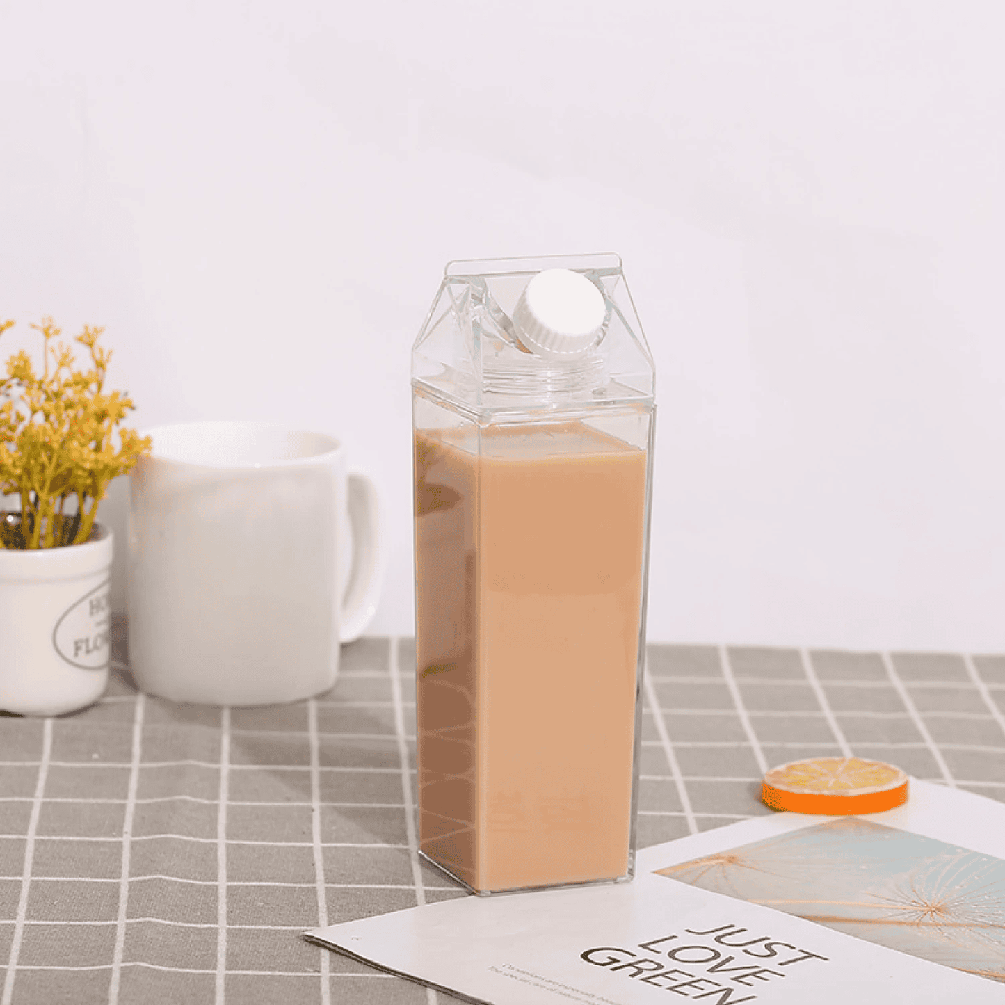Botella de Acrílico Transparente para Leche