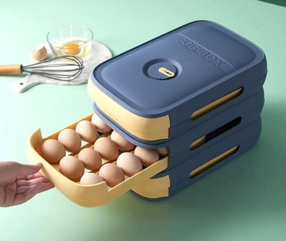 Organizador de huevos con cajón deslizable 🥚 – Capacidad para 18 unidades y diseño apilable