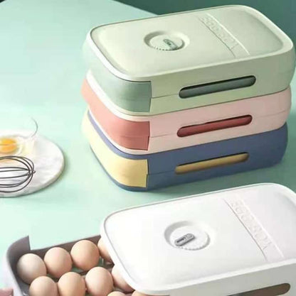 Organizador de huevos con cajón deslizable 🥚 – Capacidad para 18 unidades y diseño apilable