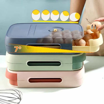Organizador de huevos con cajón deslizable 🥚 – Capacidad para 18 unidades y diseño apilable