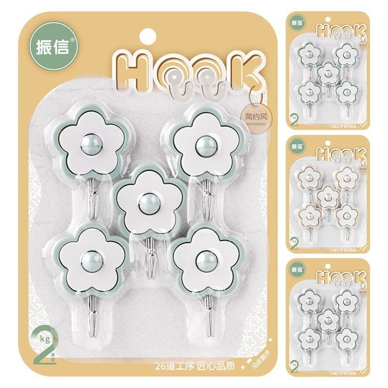 Ganchos Adhesivos de Pared Diseño Flores - Pack x5 medianos: ¡Dale Vida y Estilo a tu Espacio con un Toque Floral! 🌸✨