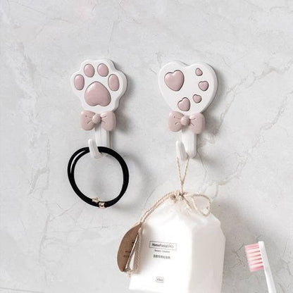 Ganchos Adhesivos de Pared Diseño Huellita y Corazón - Pack x2 Grandes: ¡Organización con un Toque Adorable y Versátil! 🐾❤️✨