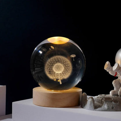 Lámpara de cristal con base de madera 💡 Diseños 3D iluminados