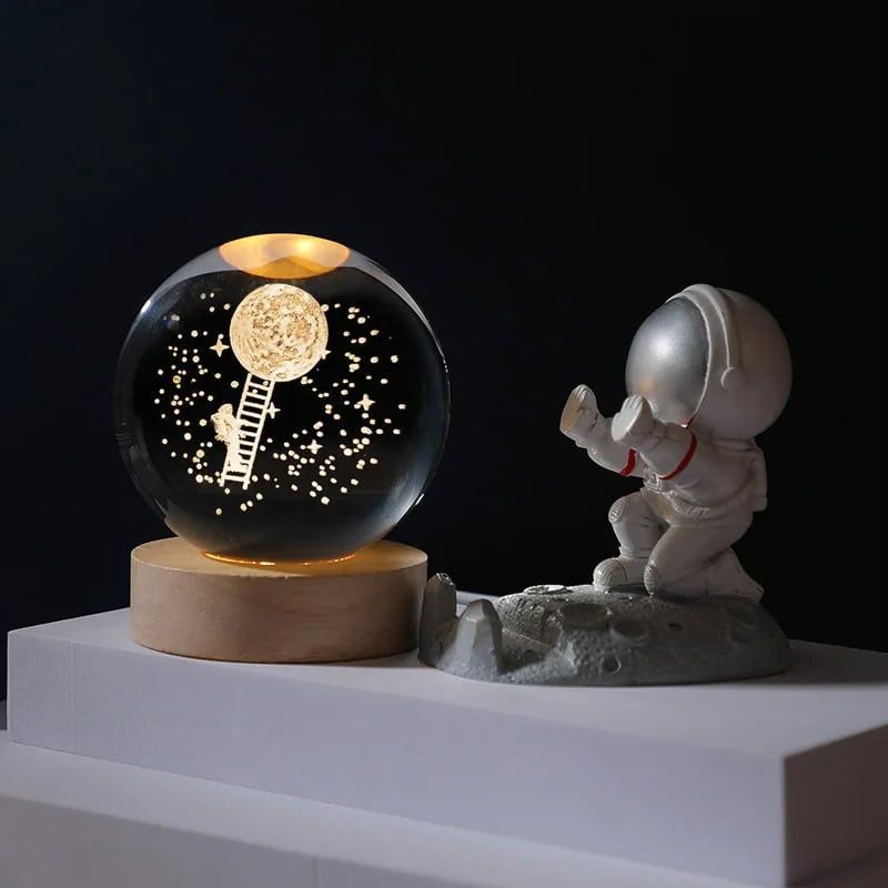 Lámpara de cristal con base de madera 💡 Diseños 3D iluminados