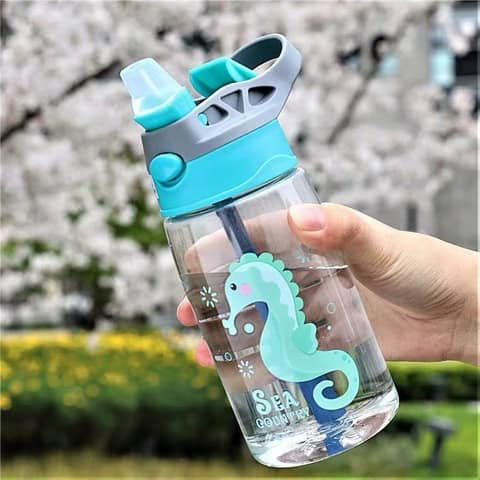 Botella infantil con sorbito animales del oceano 480 ml